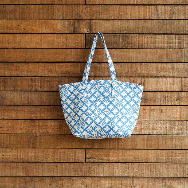 Handprinted & Handwoven Beach Bag - Senibua Print