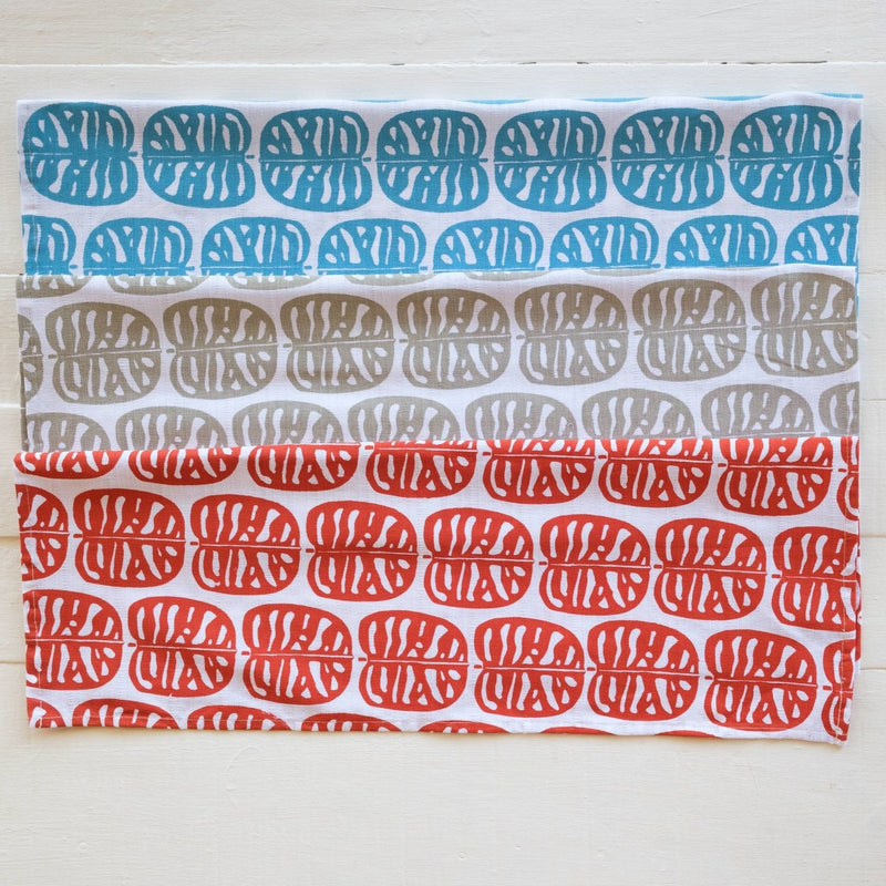 Handprinted Carle Leaf Print Tea Towels - Kitchen Towels