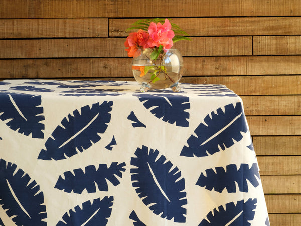 Handprinted Tablecloth - Big Leaf Print, Bu