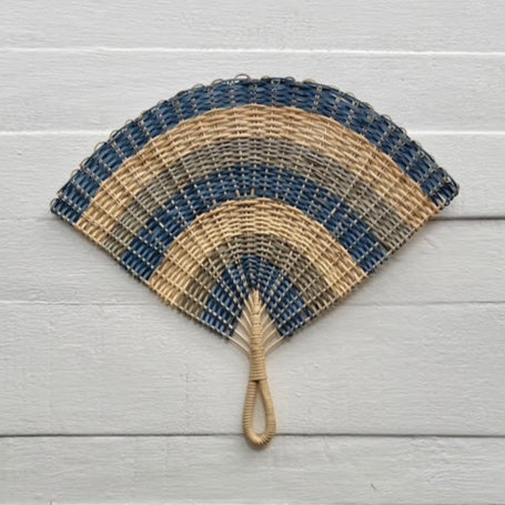 Handwoven Wild Vine Spray Fan - Blue & Grey Accent