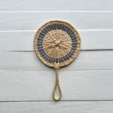 Handwoven Wild Vine Fan - Grey & Blue Accent