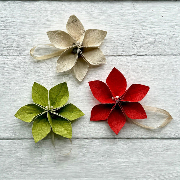 Masi Flower Holiday Ornaments - Holiday Trio Set of Three (3)