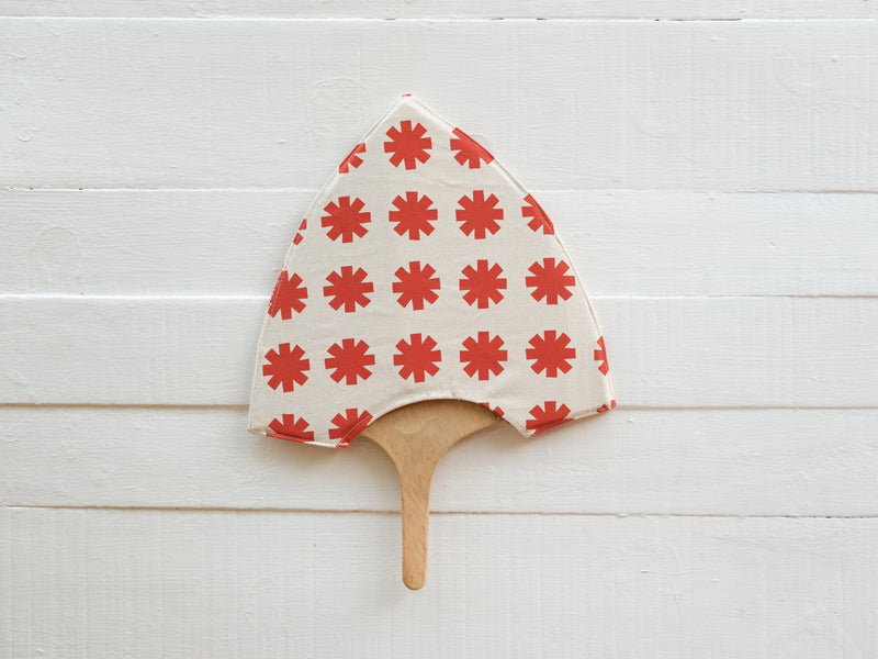 Handprinted Fan with Wooden Handle - Kalokalo Print