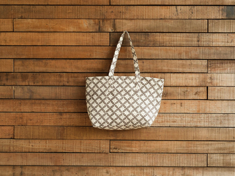 Handprinted & Handwoven Beach Bag - Senibua Print