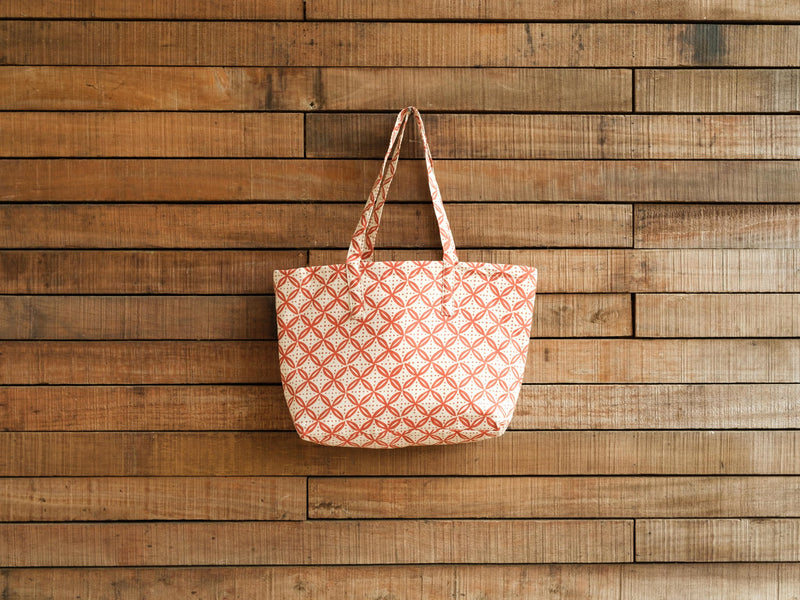 Handprinted & Handwoven Beach Bag - Senibua Print