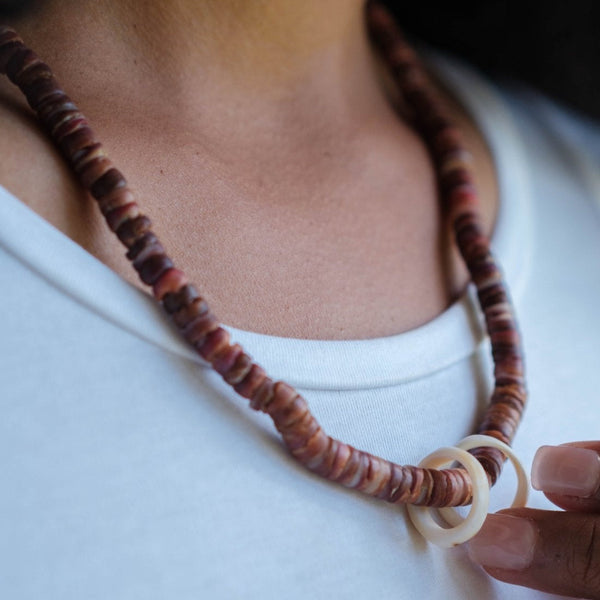 Solomon Islands Shell Money Necklace - Twin Rings