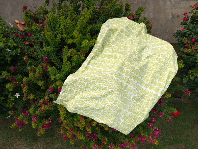 Handprinted Tablecloth - Barakoto Print, Sweet Pea