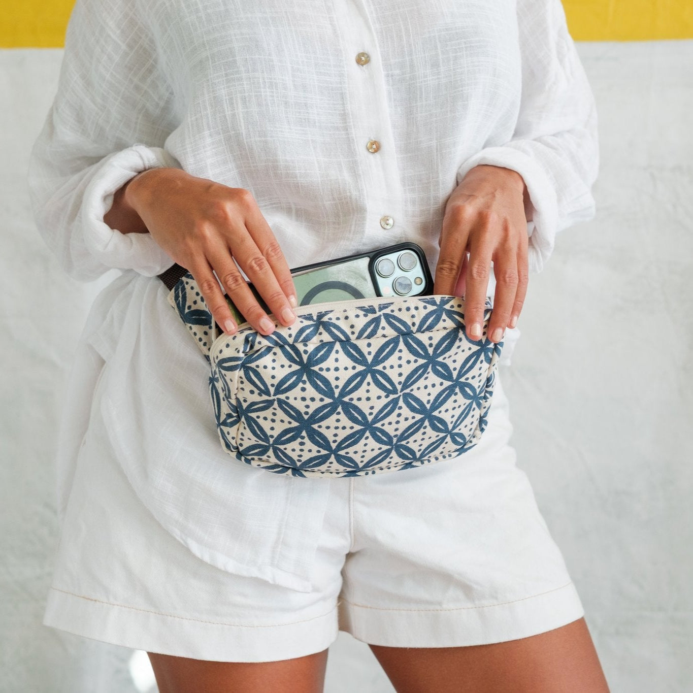 Handprinted Crossbody Belt Bag