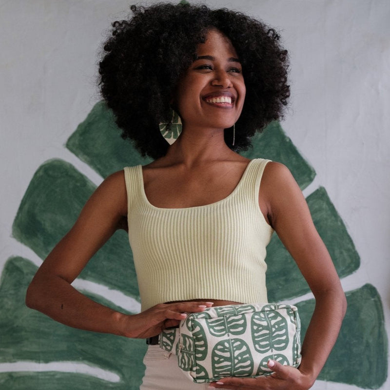 Handprinted Crossbody Belt Bag
