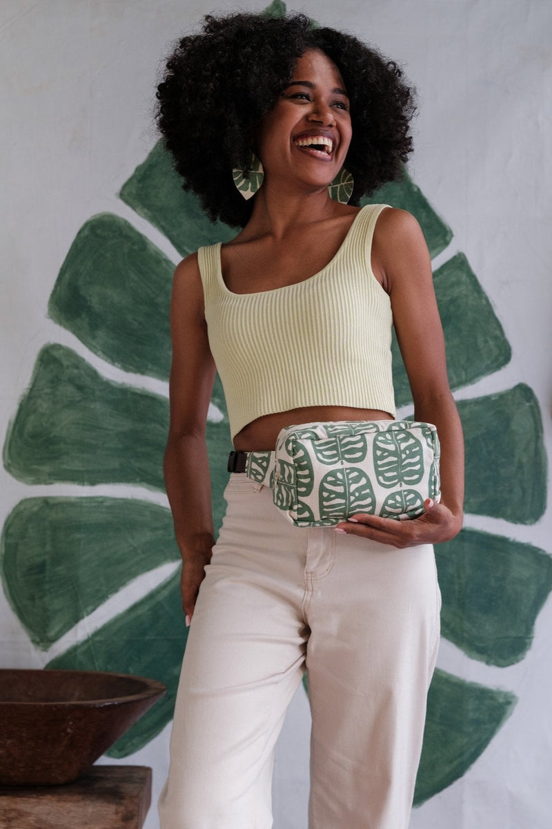 Handprinted Crossbody Belt Bag