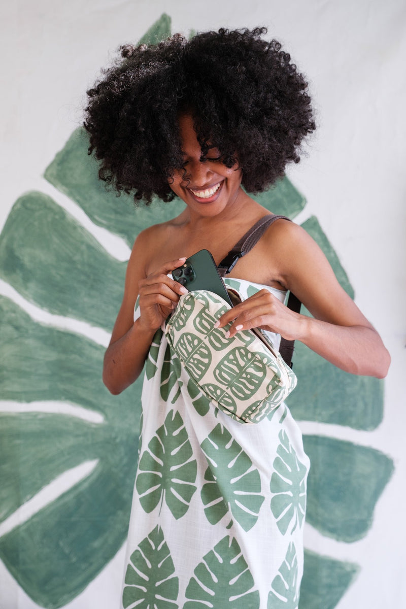 Handprinted Crossbody Belt Bag