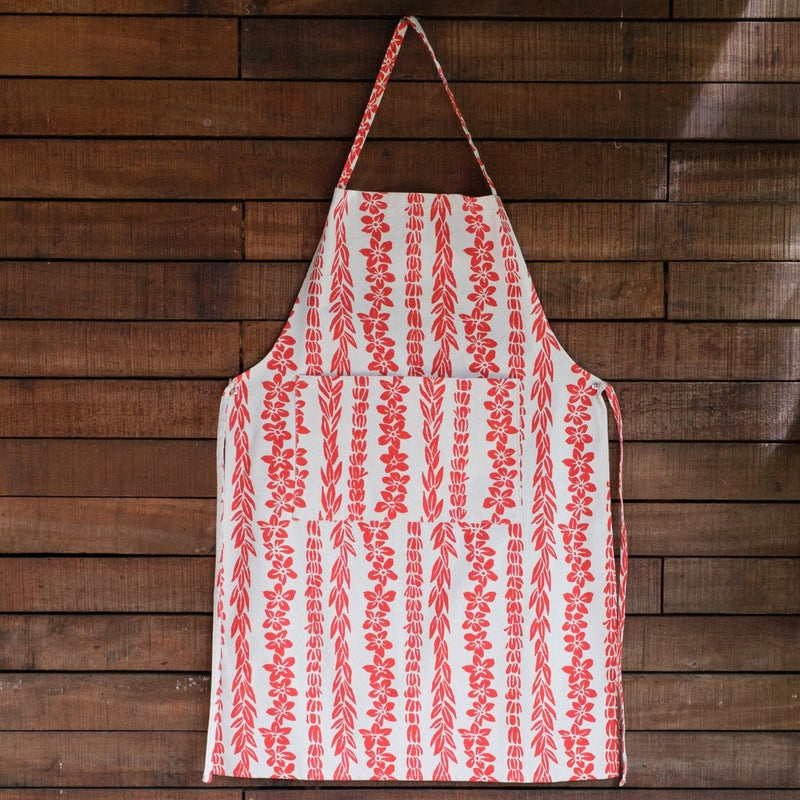 Handprinted Cotton Canvas Apron, Organic Bloom Print - Vatu