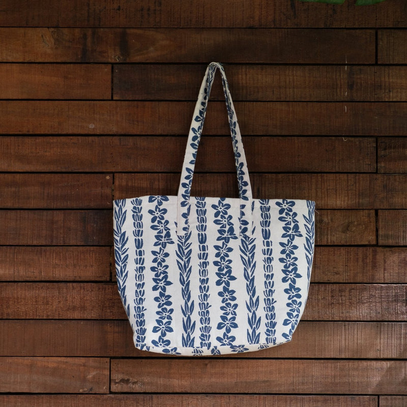 Handprinted & Handwoven Beach Bag - Salusalu Print
