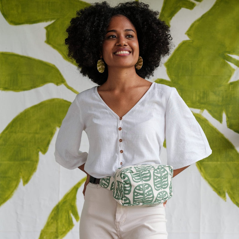 Handprinted Crossbody Belt Bag