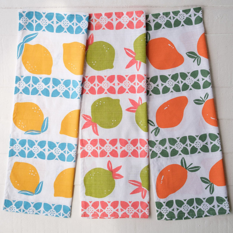 Handprinted Fruit Tea Towels - Kitchen Towels