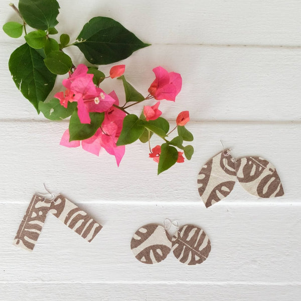 Handcrafted YAWA! Masi Earrings - Barakoto Print, Koko
