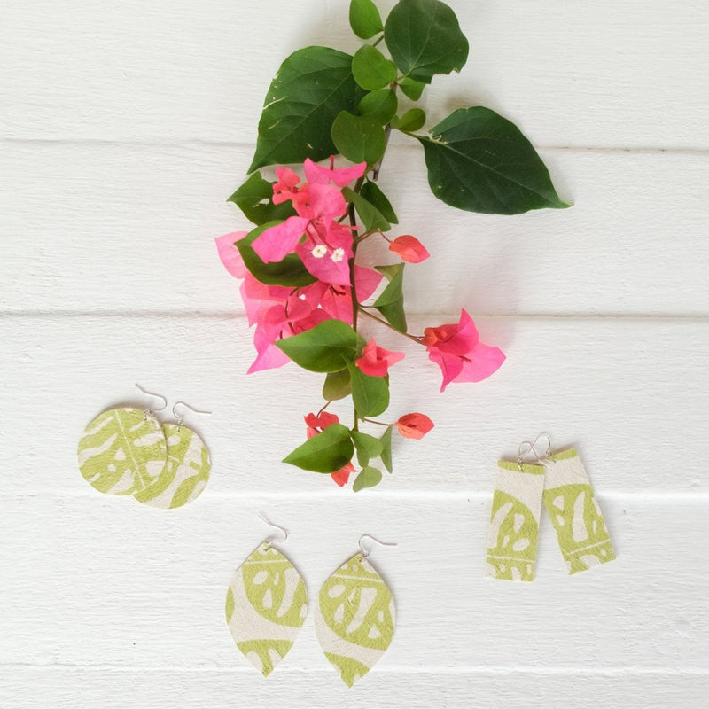 Handcrafted YAWA! Masi Earrings - Barakoto Print, Sweet Pea