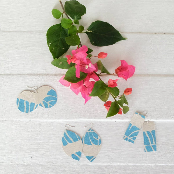 Handcrafted YAWA! Masi Earrings - Laubu Levu Print, Karakarawa