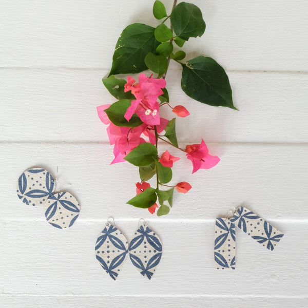 Handcrafted YAWA! Masi Earrings - Senibua Print, Butoleka