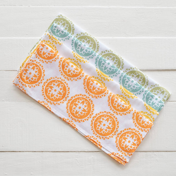 Set of Four - Handprinted Mandala Print Tea Towels
