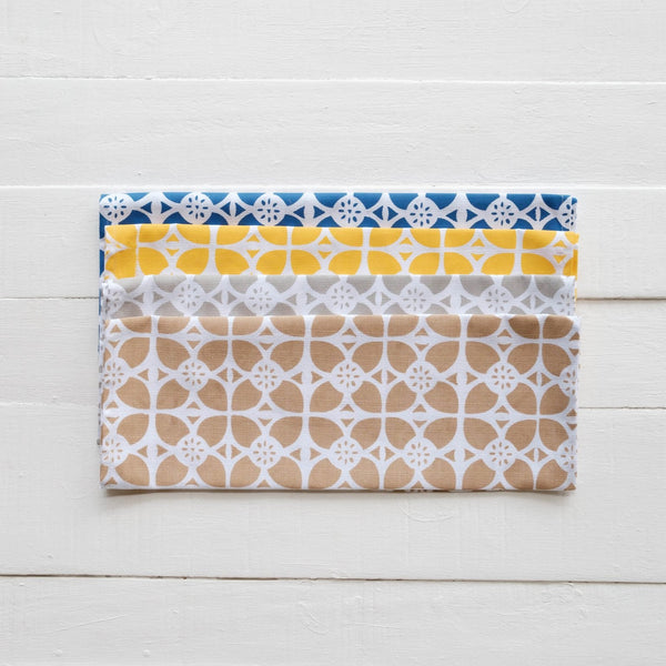 Set of Four - Handprinted Senibua Print Tea Towels