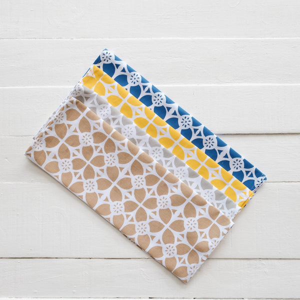 Set of Four - Handprinted Senibua Print Tea Towels