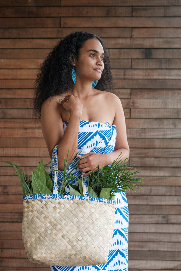 Handprinted & Handwoven Beach Bag - Mandala Print