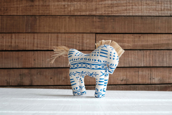 Handprinted Horse Set of Two - Blue & Green