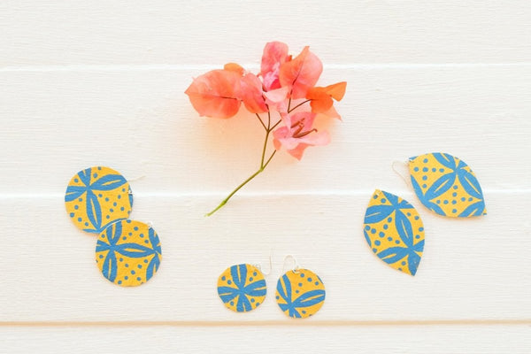 Handcrafted YAWA! Masi Earrings - Senibua Print, Weleti & Wasawasa