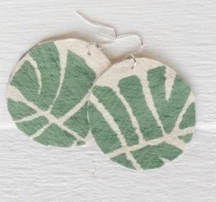Handcrafted YAWA! Masi Earrings - Laubu Levu Print, Draunimasi