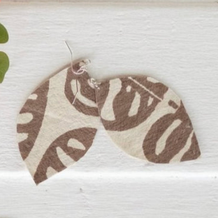 Handcrafted YAWA! Masi Earrings - Barakoto Print, Koko