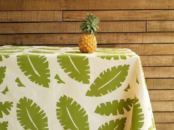 Handprinted Tablecloth - Big Leaf Print, Sauloa