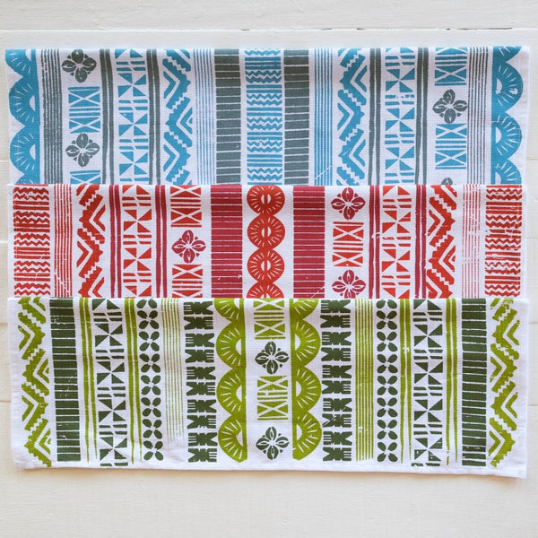 Handprinted Tapa Print Tea Towels - Kitchen Towels