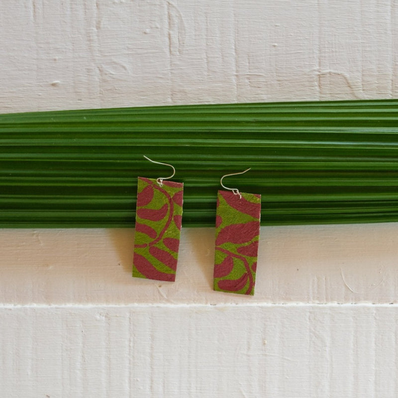 Handcrafted YAWA! Masi Earrings - Vine Print, Meleni