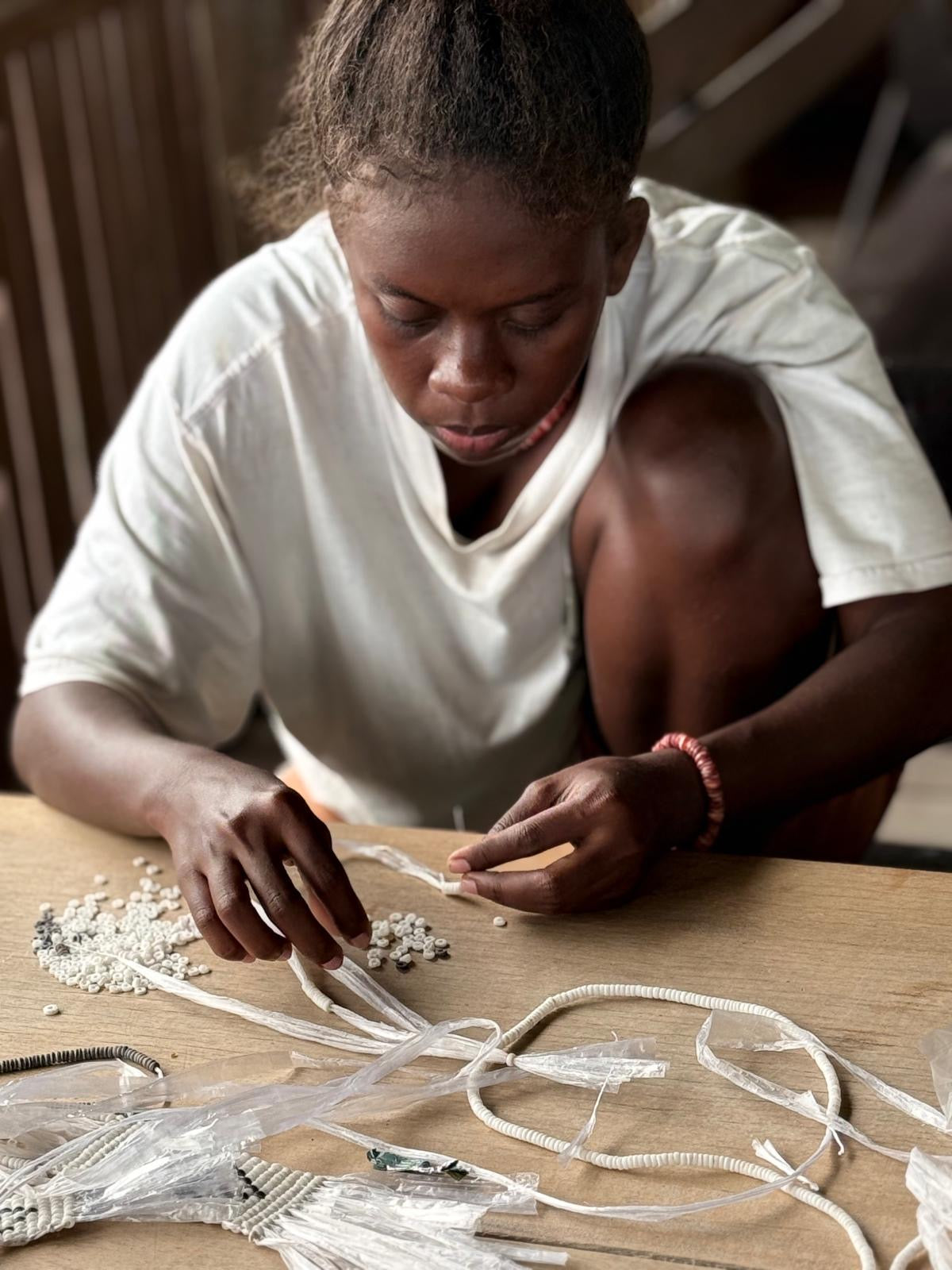 Solomon Islands Shell Money Necklace - Chunky White
