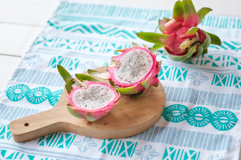 Handprinted Tapa Tea Towels - Kitchen Towels - Pastel Brights