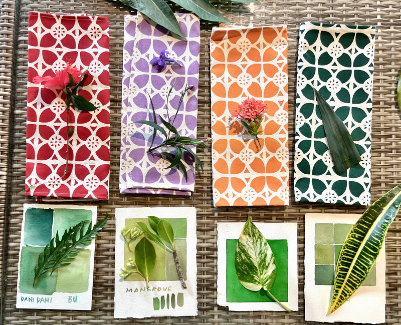 Handprinted Napkin Set of Four - Senibua Print