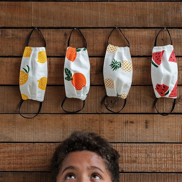 Washable Fabric Kid’s Face Mask – Assorted Fruit Pack Set Of Four (4)