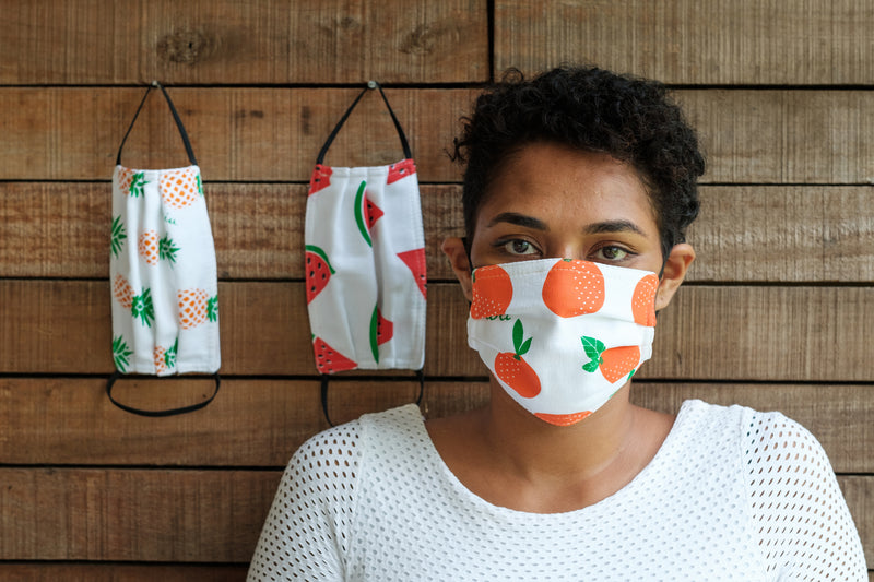 Washable Adult Face Mask – Tropical Fruit Print, Set of Three (3)