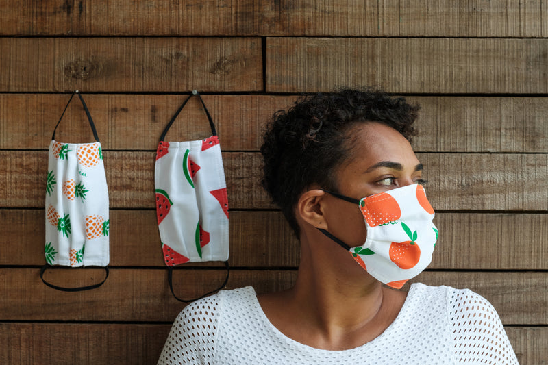 Washable Adult Face Mask – Tropical Fruit Print, Set of Three (3)