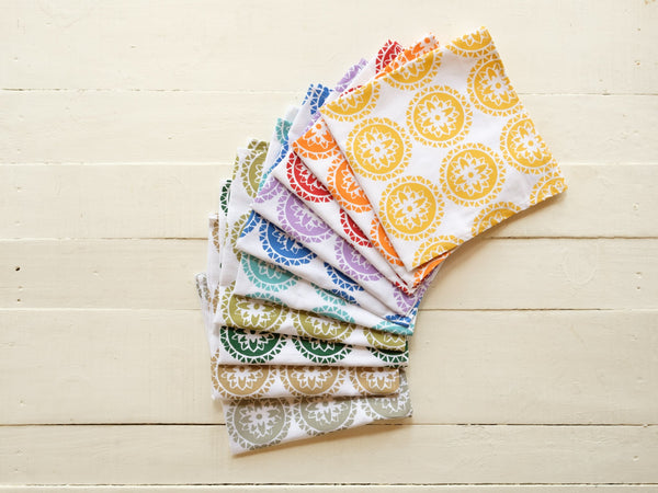 Handprinted Napkin Set of Four - Mandala Print