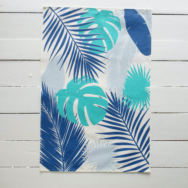Handprinted Tropical Leaf Tea Towels - Kitchen Towels