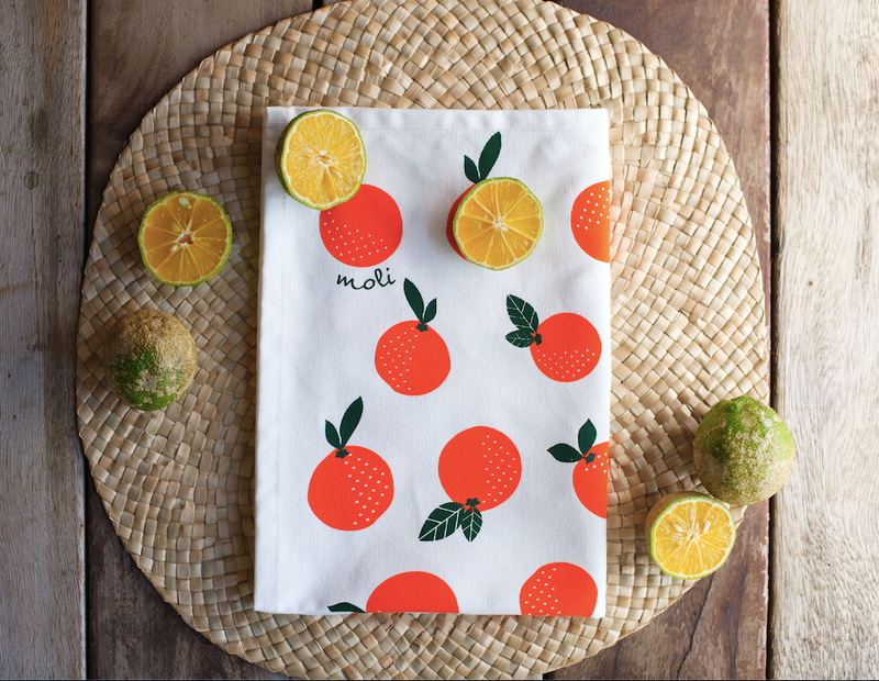 Handprinted Fruit Tea Towels - Kitchen Towels
