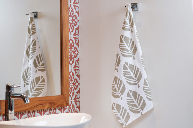 Handprinted Tavola Leaf Tea Towels - Kitchen Towels
